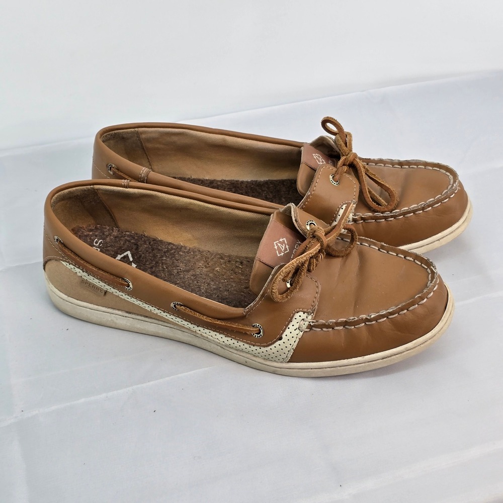 Sperry Koifish Tan Leather Boat Shoes Womens 9 STS88006 Loafers
